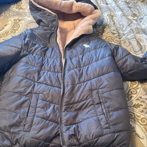 Abercrombie Kids Dark Blue Puffer Coat with Beige Lining